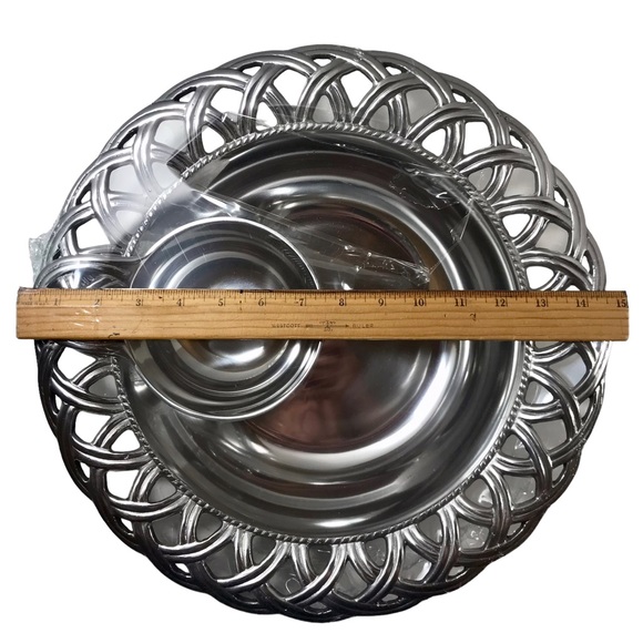 WILTON ARMETALE Harvest Chip & Dip Bowl Medium #470186 Aluminum Serveware NWT - Picture 6 of 12